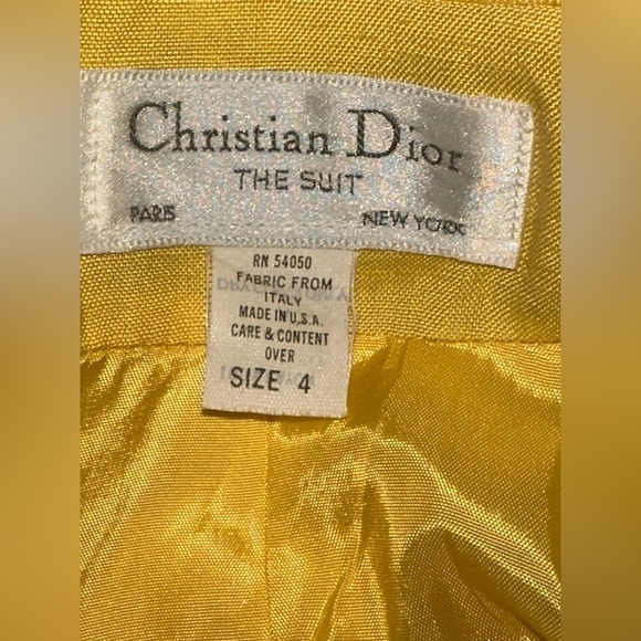 CHRISTIAN DIOR The Suit Vintage Yellow Jacket Size 4 - Picture 7 of 7